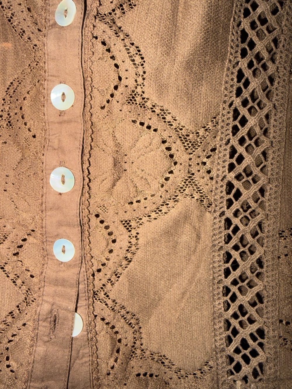 Free People Brown Lace Button-Front Tank - Picture 4 of 6